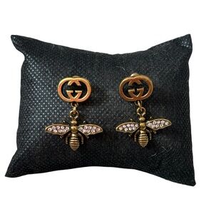Gucci Upcycled Stamped Gold Bee Earrings